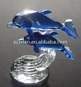 Hình động vật souvenirs lớn màu xanh pha lê dolphin