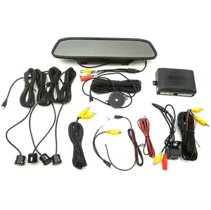 Parking Lot Sensor System with 4.3 inch tft LCD Monitor Mirror + rear vies backup camera+buzzer parking sensors with retail box