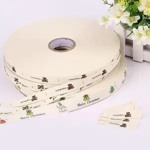 custom clothing cotton printed label roll for garment