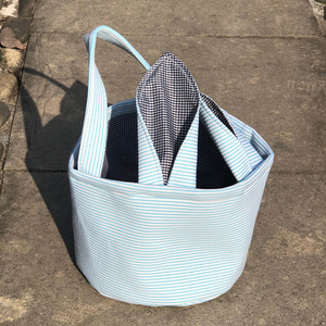 Blank Kids Seersuck Gingham <strong>Easter</strong> <strong>Basket</strong> Egg Decoration Candy Storage Bucket Canvas <strong>Easter</strong> <strong>Bunni</strong> <strong>Basket</strong> for Embroidery - Product Image 3