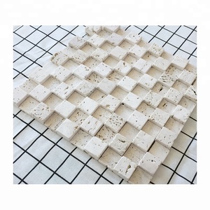 Mosaico in Marmo Travertino Design <span class=keywords><strong>Cubo</strong></span> <span class=keywords><strong>di</strong></span> <span class=keywords><strong>Rubik</strong></span> Mosaico 3D per Sfondo Bar - Product Image 2