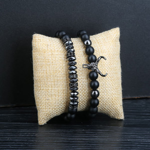 Punk CZ testa di toro uomo bracciale uomo moda 8MM bue opaca perline in pietra onice Charm braccialetti e braccialetti con filo di macramè <span class=keywords><strong>gioielli</strong></span> - Product Image 5
