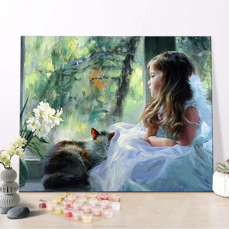 CHENISTORY DZ1049 Painting By Numbers Pictures Beautiful Girl On Canvas With Wood Frame