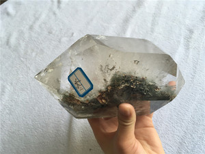 Cristaux de <span class=keywords><strong>quartz</strong></span> <span class=keywords><strong>chlorite</strong></span> <span class=keywords><strong>vert</strong></span> naturel bon marché, à double pointe, pointes de cristal brutes pour présentoir de vente - Product Image 6