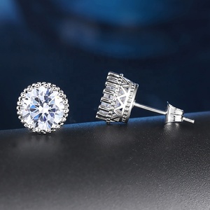 Commercio all'ingrosso di Stile Coreano Semplice CZ Orecchino 18 K <span class=keywords><strong>Oro</strong></span> <span class=keywords><strong>Bianco</strong></span> Placcato Taglio Rotondo di Cristallo Austriaco <span class=keywords><strong>Orecchini</strong></span> Della Vite Prigioniera <span class=keywords><strong>per</strong></span> la Ragazza Sposa e848 - Product Image 2