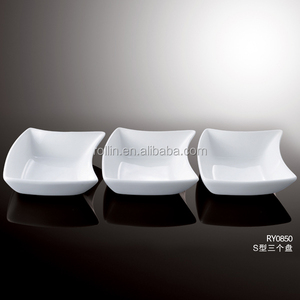 Hotel & Restaurant buffet del banquete de boda placa balsa de bambú forma rectángulo grueso crockey blanco plato de porcelana - Product Image 3