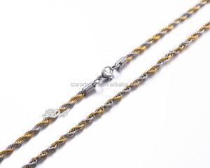 Chaîne en acier inoxydable, collier à deux tons avec fermoirs mousqueton, or et argent, 18K, 5/6mm de largeur, 46-81CM de longueur, nouvelle mode - Product Image 2