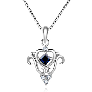 <span class=keywords><strong>Collana</strong></span> con Pendente a Forma di Fiore Naturale in <span class=keywords><strong>Zaffiro</strong></span> <span class=keywords><strong>Blu</strong></span> Quadrato da 3mm, Argento Sterling 925, Regalo di Nozze, Stile Trendy NI055 - Product Image 1