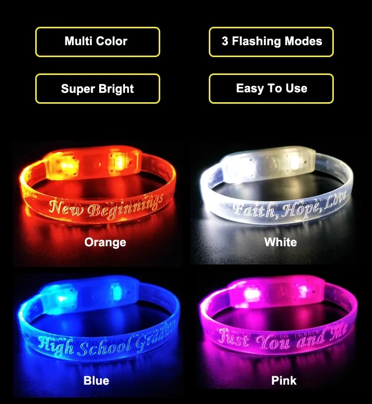 custom party gadgets led movement bracelet wrist band with logo