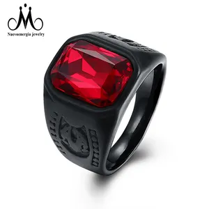 2018 new design black plating stainless steel cz stone rings men jewelry