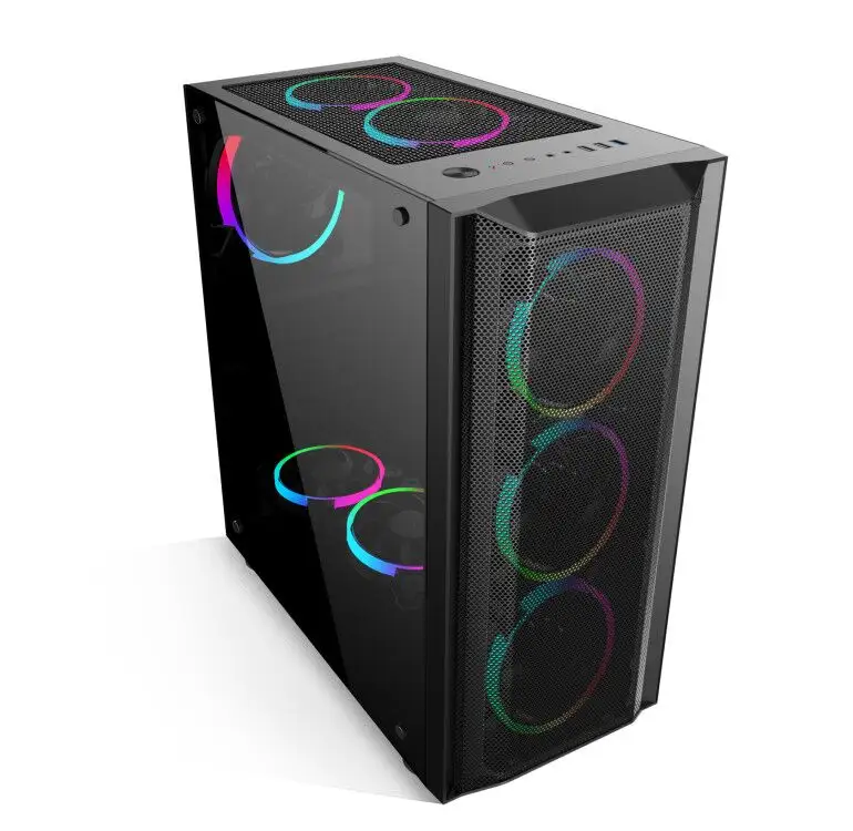 SATE- 2020 Hot Sell Gaming Computer Case With Glass Mesh RGB Fan EATX ATX Mid Tower Gaming PC CPU Case K381