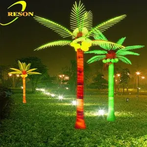 Lampu LED pohon kelapa buatan luar ruangan PVC besar lampu merah memancarkan warna dekorasi pernikahan lanskap rumah Paskah