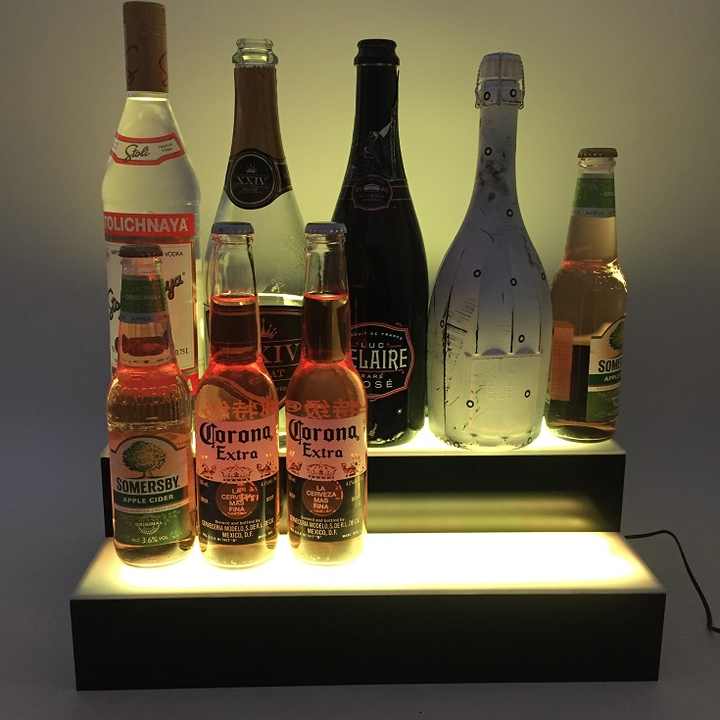 LEDバーボトルディスプレイシェルフ3ステップイルミネーション