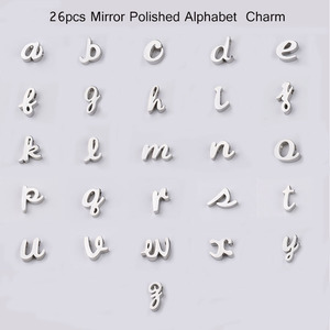 In Acciaio Inox Lucidato Alfabeto Risultati Dei Monili di Fascini della Lettera per la Collana Del Braccialetto - Product Image 2