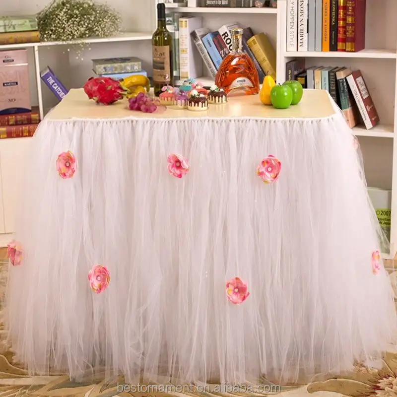 Falda de mesa con tutú para cumpleaños, boda, Baby Shower, novedad