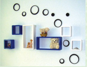 الجملة الرخيصة مجموعة العتيقة الأسود العائمة مكعب جدار جبل خشبي رف دش - Product Image 5