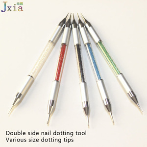 2018 Jiexia गर्म चांदी धातु संभाल 5pcs सेट नाखून सौंदर्य उपकरण 2 रास्ता Rhinestones शैली कील कला Dotting पेन - Product Image 4