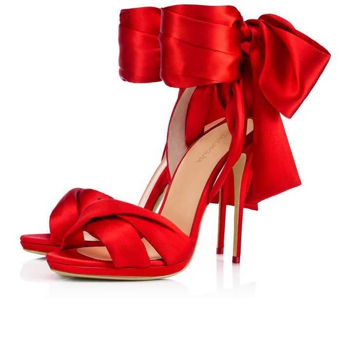 Ladies Red Dress Heels Summer Thin Heel Platform Wrap Shoes Sexy Lady Elegant High Heeled Dress Shoes Black Satin Sandals Women