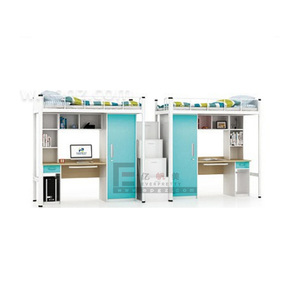 Giường Tầng Kim Loại Với Bàn Học Và Tủ Quần Áo, Bộ Đồ Nội Thất Phòng Ngủ Hai Giường - Product Image 2