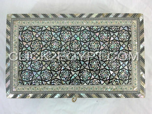 Boîte à bijoux en mosaïque égyptien, bibelot mère de la perle, boîte à bijoux en bois, J21 - Product Image 2
