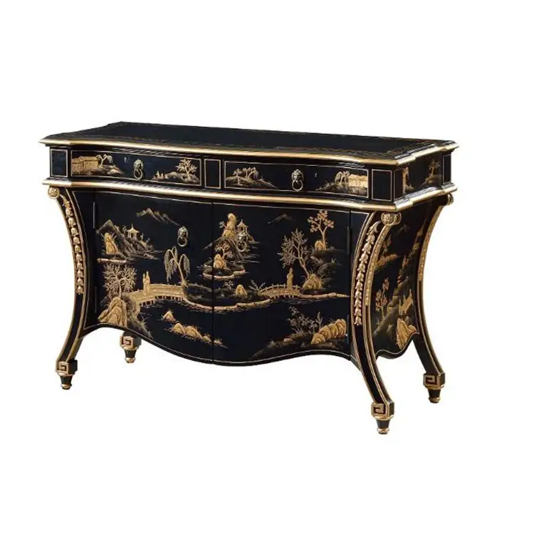 Exportieren Sie französische antike vergoldete Möbel Dekorieren Sie eine kleine Raum zeichnung von Hand Konsolen tisch