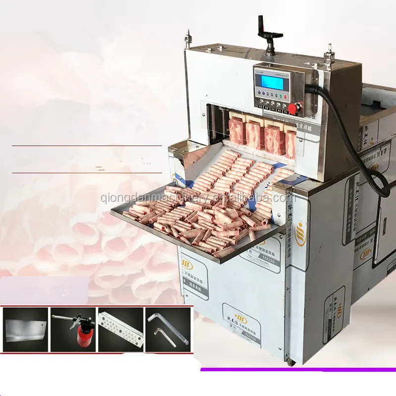 Uso commerciale per la lavorazione della carne completamente di carne congelata affettatrice piatto caldo montone carne di manzo rotolo macchina di taglio