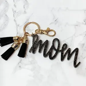 Toptan asetat anahtarlık-Özelleştirmek asetat anne üç püskül anahtarlık anneler günü hediyeleri çanta anahtarlık