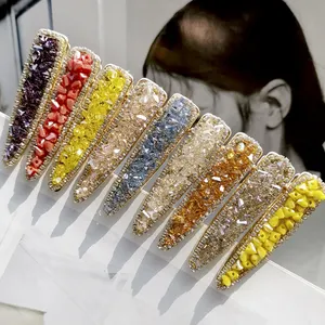 Grampos de cabelo, acessórios de pedra de cristal para cabelo, grampos de pato de metal com strass