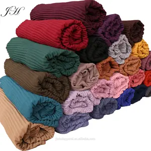 Newest Malaysia Plain Soild Pleated Crinkle Chiffon Hijabs Scarfs 2019 Women Wrinkled Scarves Head Shawls Crumple Long Shawl