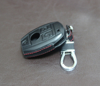 Coque de clé intelligente en cuir de vache de style américain, fermeture suspendue élégante pour Mercedes 3 CLAVES C E S M-CLS CLK GLK Classe GL