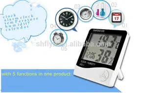 Indoor And Outdoor Digital LCD Thermometer And Hygrometer HTC-1 With Clock