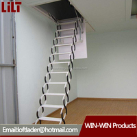 Échelles télescopiques de monte-escalier pliables pratiques Échelle de loft pliante en aluminium moderne de Chine Main courante en acier Pied en caoutchouc moderne