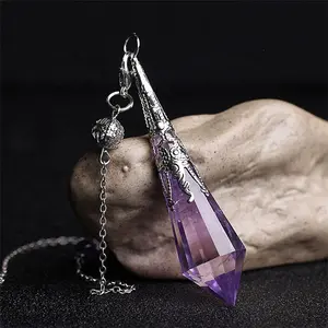 2 in 1 Reiki Healing Gemstone Necklace Jewellery Amethyst Spiritual Chakra Crystal Dowsing Pendulum