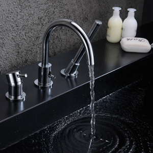 Mitigeur de bain salle de bains moderne, ensembles de douche, ensembles de robinets de bain à 3 trous, noir, européen - Product Image 5