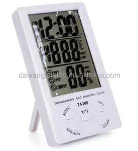 TA308 Termometer Rumah Tangga, Pengukur Temperatur dengan Jam Digital LCD