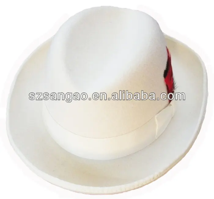 wholesale Perfect fashion white felt homburg hat wool fedora for man or women