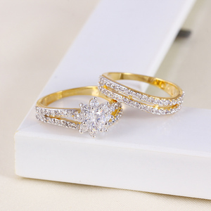11387 <span class=keywords><strong>xuping</strong></span> 2 pièces/ensemble Anneaux de couple multicolores en or Nouveau modèle Bague de mariage Bijoux - Product Image 2