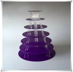 Support de cupcake en acrylique violet, 7 niveaux, prix d'usine, fabricant, 40 pièces