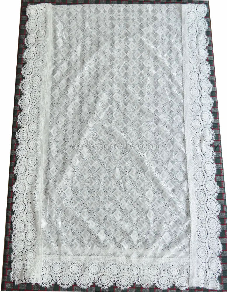 Fashion the latest white crochet cotton round flower heart hijab lace shawl