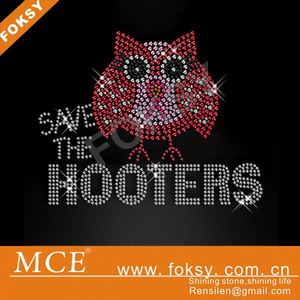 Speichern sie die hooters rhinestoneübertragung, vogel eisen auf rhinestoneübertragung - Product Image 1