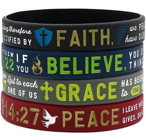 Bracelet de foi avec versets bibliques Jésus - Philippiens 4:13, Éphésiens 6:10, Romains 12:2 - Bracelet en silicone religieux en gros - Product Image 5