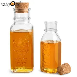 vaso di vetro etichette Suppliers-Custom Label 8oz 16oz Unique Glass Muth Honey Jars With Cork