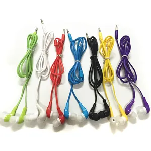 10 colors Cheap Factory Price In-ear Flat Earphone for Mobile Phone Sports Headphone 3.5mm Headset