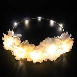 Lei Light up Hawaiian Flower Necklace 2023 Venta CALIENTE Fábrica al por mayor Led Hawaii Flower Flores decorativas y coronas Juguetes de Pascua