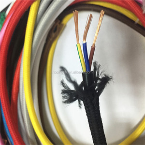 VDE 3 코어 가닥 구리 <span class=keywords><strong>0.75mm</strong></span> 원형 꼰 PVC 절연 빈티지 램프 코드 패브릭 커버 전선 케이블 - Product Image 2