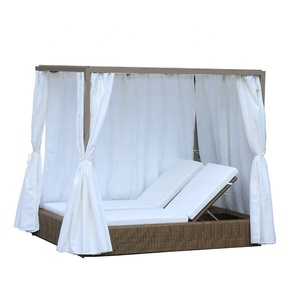 Place sun — lit Double chaise de soleil en rotin, meuble d'extérieur rond avec auvent - Product Image 3