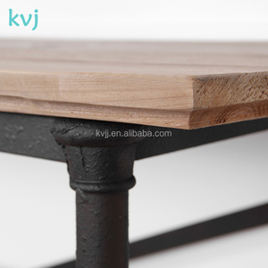 Estantería expositora industrial de <span class=keywords><strong>madera</strong></span> y hierro de tres niveles KVJ-7458 - Product Image 4
