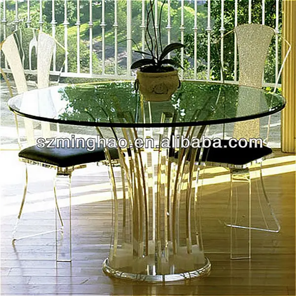 Zarif akrilik yuvarlak masa üst temizle akrilik mobilya