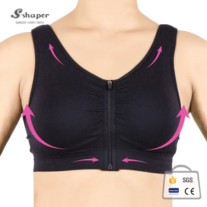 Soutien-gorge de sport <span class=keywords><strong>noir</strong></span> personnalisé S-SHAPER pour <span class=keywords><strong>femme</strong></span>, à maintien élevé, réversible, avec fermeture éclair frontale et rembourrage, design léger et ergonomique. - Product Image 2