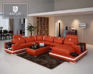 أحدث كبير يو شكل أريكة لغرفة المعيشة الحديثة طقم أريكة بالزاوية تصاميم